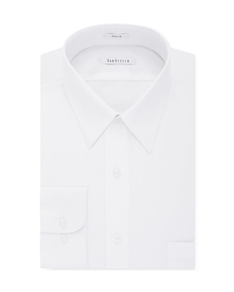 Men's Classic-Fit Point Collar Poplin Dress Shirt White $14.51 Dress Shirts