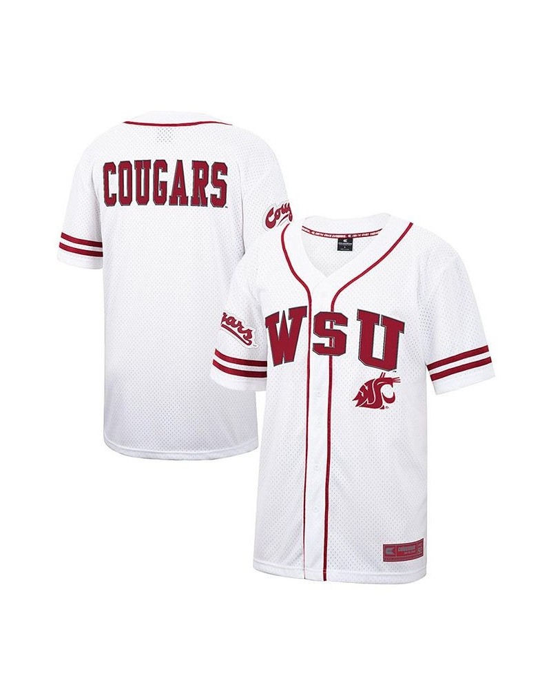 Men's White and Crimson Washington State Cougars Free Spirited Baseball Jersey $39.74 Jersey