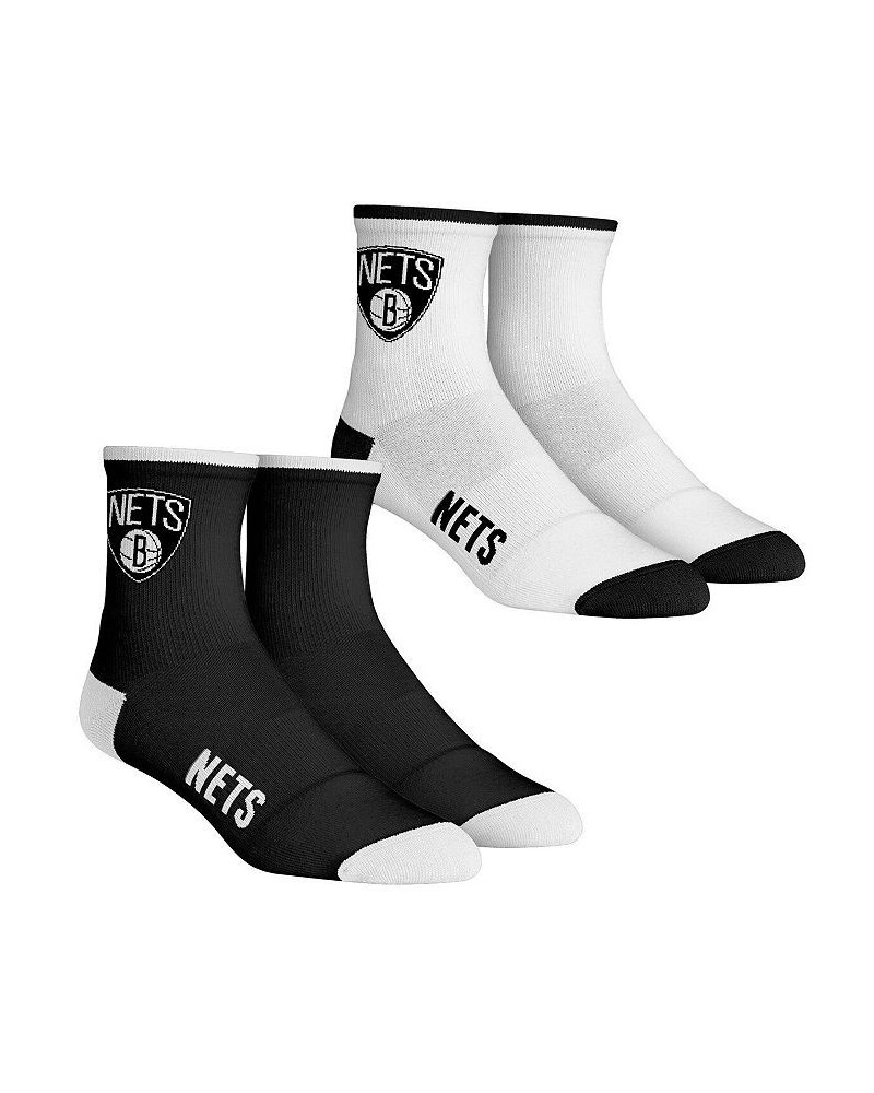 Men's Socks Brooklyn Nets Core Team 2-Pack Quarter Length Sock Set $17.69 Socks