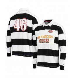 Men's Black, White San Francisco 49ers Varsity Stripe Rugby Long Sleeve Polo Shirt $50.29 Polo Shirts