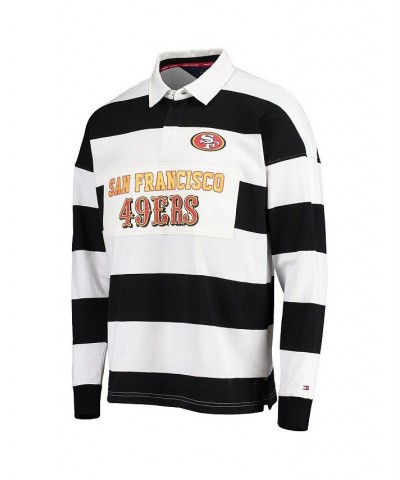 Men's Black, White San Francisco 49ers Varsity Stripe Rugby Long Sleeve Polo Shirt $50.29 Polo Shirts