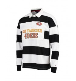 Men's Black, White San Francisco 49ers Varsity Stripe Rugby Long Sleeve Polo Shirt $50.29 Polo Shirts