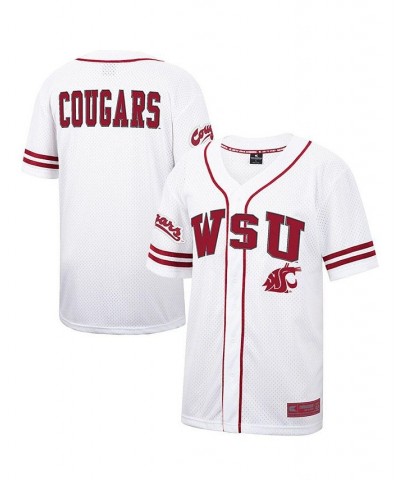 Men's White and Crimson Washington State Cougars Free Spirited Baseball Jersey $39.74 Jersey