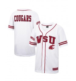 Men's White and Crimson Washington State Cougars Free Spirited Baseball Jersey $39.74 Jersey