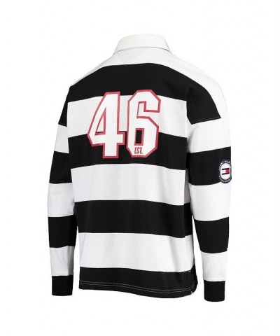 Men's Black, White San Francisco 49ers Varsity Stripe Rugby Long Sleeve Polo Shirt $50.29 Polo Shirts