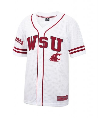 Men's White and Crimson Washington State Cougars Free Spirited Baseball Jersey $39.74 Jersey