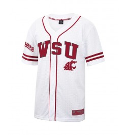 Men's White and Crimson Washington State Cougars Free Spirited Baseball Jersey $39.74 Jersey