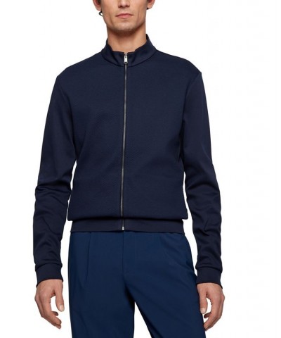 Boss Men's Cotton Zip-Up Sweatshirt Blue $82.72 Sweatshirt