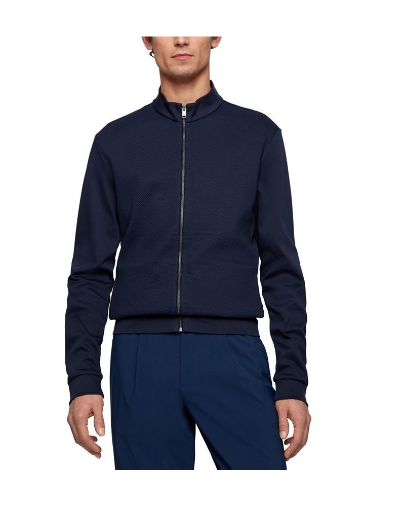 Boss Men's Cotton Zip-Up Sweatshirt Blue $82.72 Sweatshirt