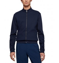 Boss Men's Cotton Zip-Up Sweatshirt Blue $82.72 Sweatshirt