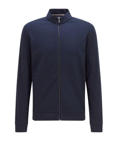 Boss Men's Cotton Zip-Up Sweatshirt Blue $82.72 Sweatshirt