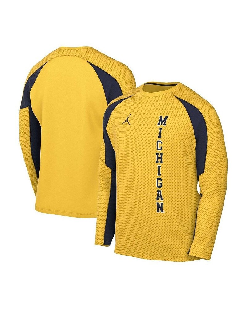 Men's Brand Maize Michigan Wolverines Basketball Shooting Raglan Long Sleeve T-shirt $34.30 T-Shirts