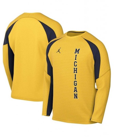 Men's Brand Maize Michigan Wolverines Basketball Shooting Raglan Long Sleeve T-shirt $34.30 T-Shirts