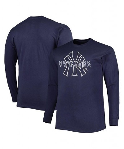 Men's Navy New York Yankees Big and Tall Long Sleeve T-shirt $22.88 T-Shirts