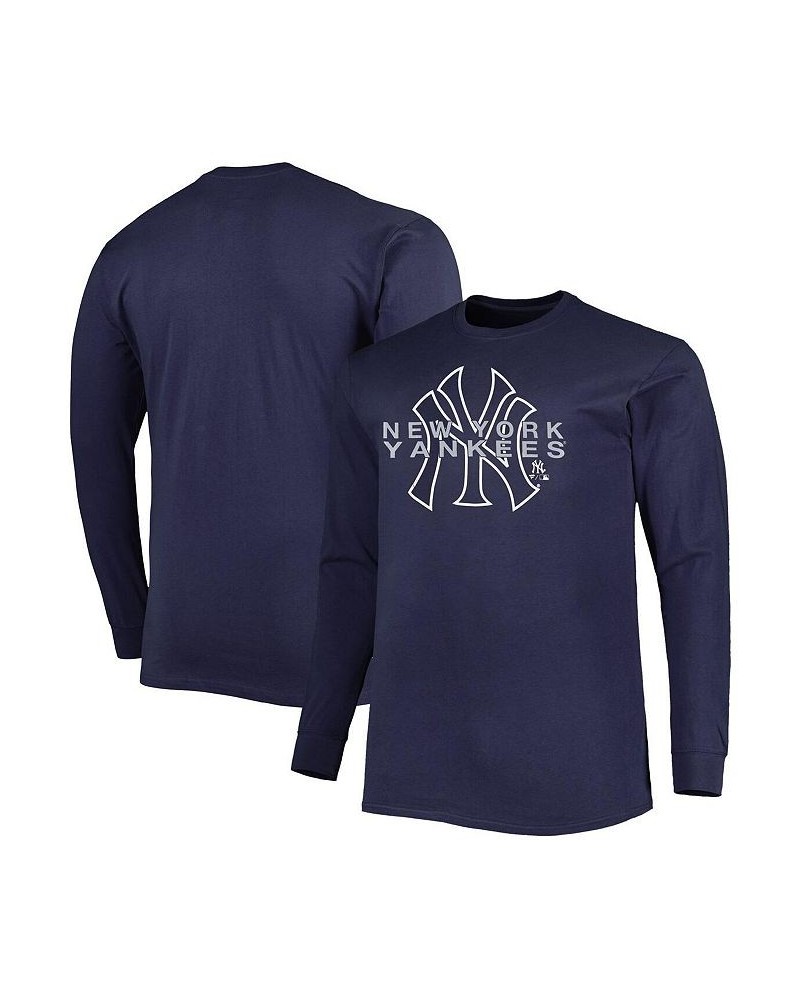 Men's Navy New York Yankees Big and Tall Long Sleeve T-shirt $22.88 T-Shirts