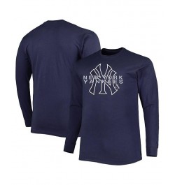 Men's Navy New York Yankees Big and Tall Long Sleeve T-shirt $22.88 T-Shirts