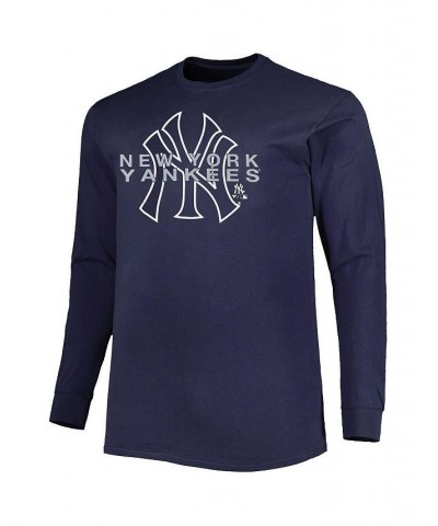 Men's Navy New York Yankees Big and Tall Long Sleeve T-shirt $22.88 T-Shirts