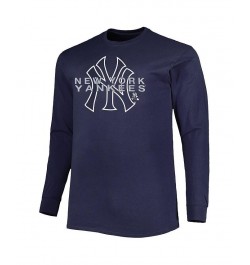 Men's Navy New York Yankees Big and Tall Long Sleeve T-shirt $22.88 T-Shirts