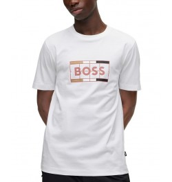 BOSS Men's Cotton Slim-Fit T-shirt with Tennis-inspired Logo Print White $37.80 T-Shirts