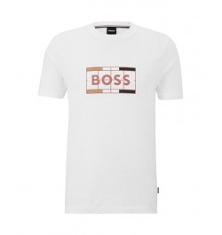 BOSS Men's Cotton Slim-Fit T-shirt with Tennis-inspired Logo Print White $37.80 T-Shirts