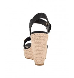 Women's Hisley Espadrille Logo Wedges with Nappa Trim Sandals Black $52.47 Shoes