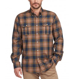 Men's Singsby Tailored-Fit Temperature-Regulating Highland Check Shirt Blue $32.40 Shirts