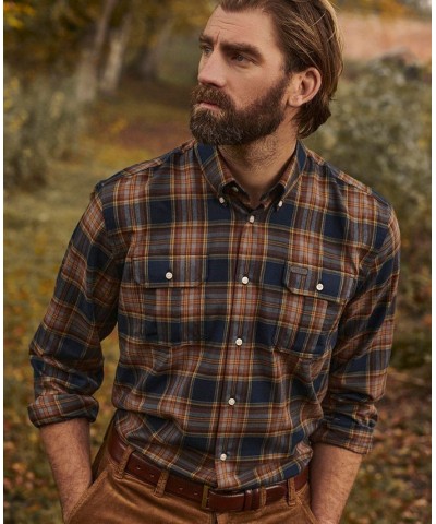 Men's Singsby Tailored-Fit Temperature-Regulating Highland Check Shirt Blue $32.40 Shirts