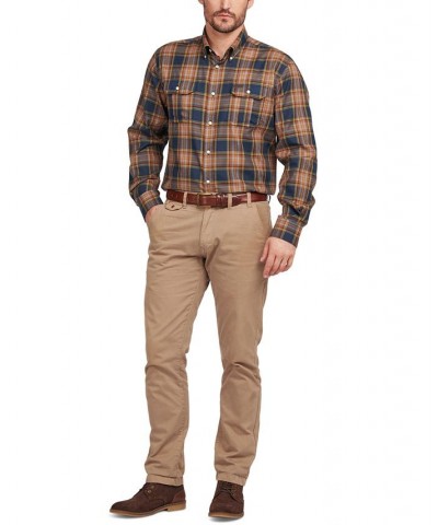 Men's Singsby Tailored-Fit Temperature-Regulating Highland Check Shirt Blue $32.40 Shirts