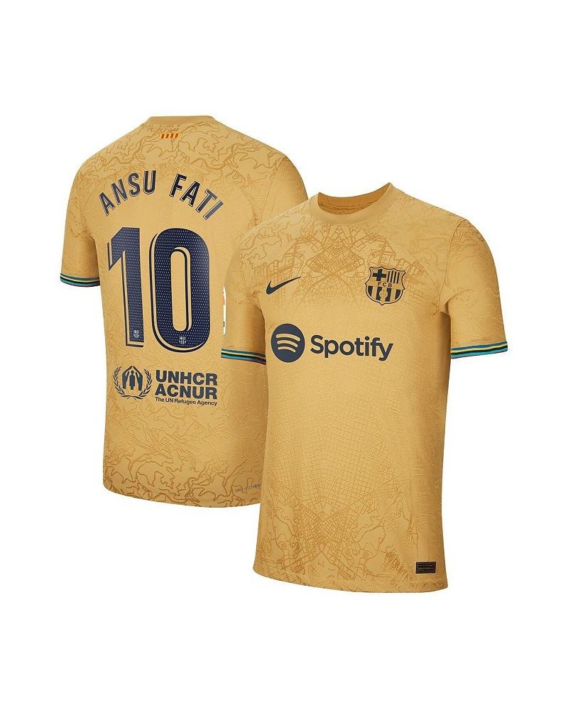 Men's Ansu Fati Yellow Barcelona 2022/23 Away Vapor Match Authentic Player Jersey $90.30 Jersey