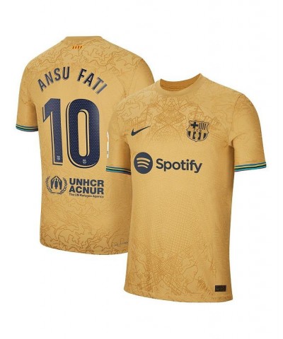 Men's Ansu Fati Yellow Barcelona 2022/23 Away Vapor Match Authentic Player Jersey $90.30 Jersey