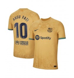 Men's Ansu Fati Yellow Barcelona 2022/23 Away Vapor Match Authentic Player Jersey $90.30 Jersey