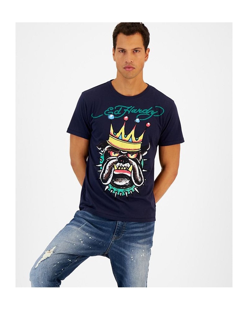 Men's Navy Bulldog Graphic Crewneck Short-Sleeve T-Shirt Blue $18.49 T-Shirts