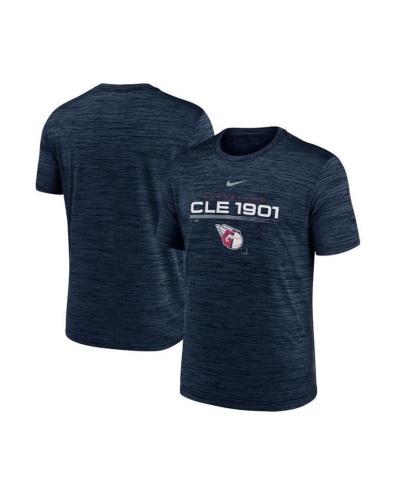 Men's Navy Cleveland Guardians Wordmark Velocity Performance T-shirt $28.99 T-Shirts