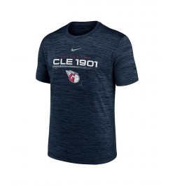 Men's Navy Cleveland Guardians Wordmark Velocity Performance T-shirt $28.99 T-Shirts