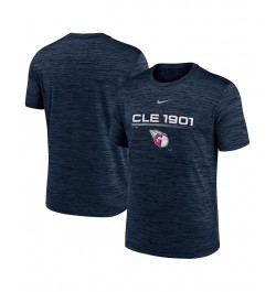 Men's Navy Cleveland Guardians Wordmark Velocity Performance T-shirt $28.99 T-Shirts