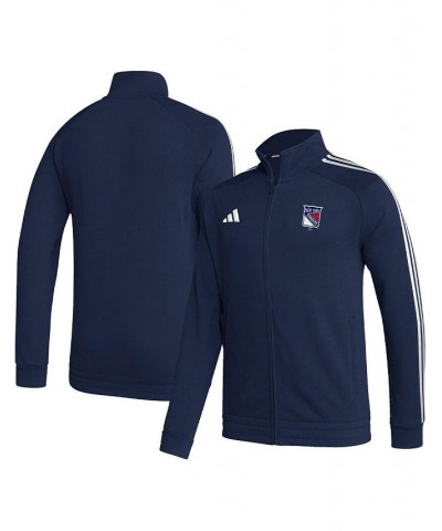 Men's Navy New York Rangers Raglan Full-Zip Track Jacket $50.99 Jackets