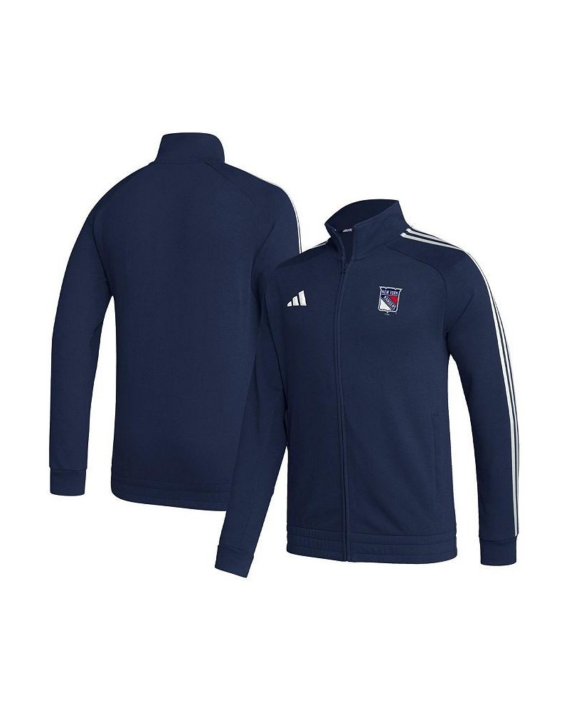 Men's Navy New York Rangers Raglan Full-Zip Track Jacket $50.99 Jackets