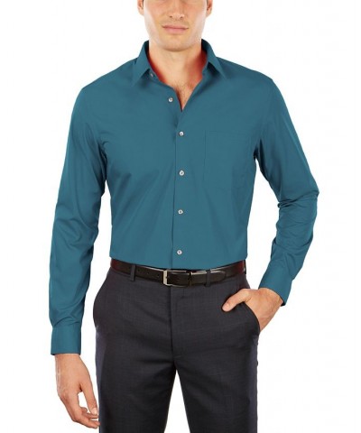 Men's Athletic Fit Poplin Dress Shirt Blue $15.52 Dress Shirts