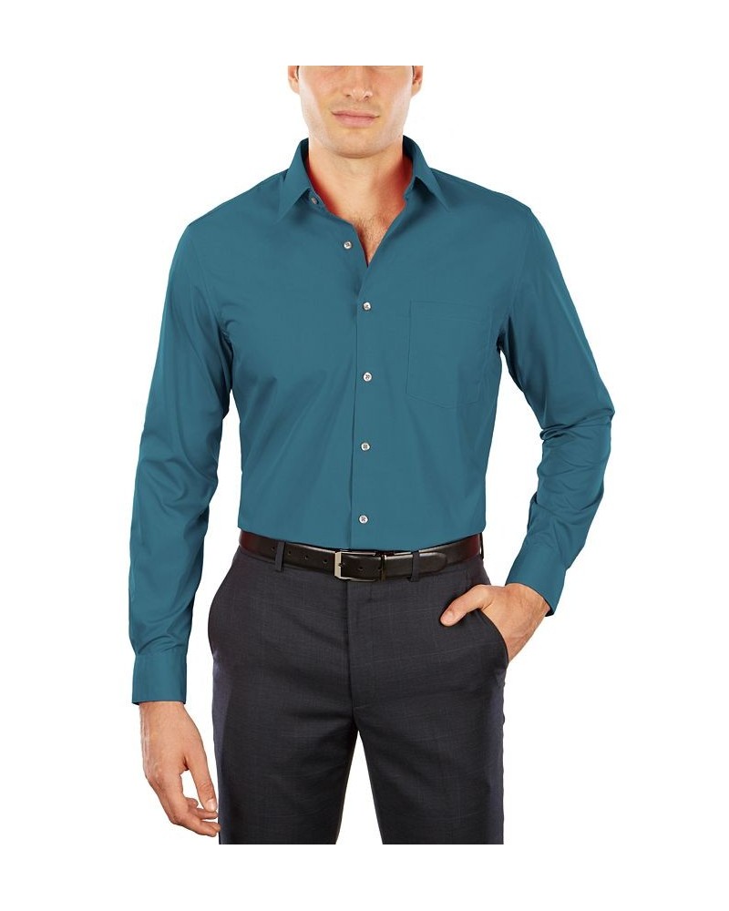 Men's Athletic Fit Poplin Dress Shirt Blue $15.52 Dress Shirts