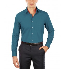 Men's Athletic Fit Poplin Dress Shirt Blue $15.52 Dress Shirts