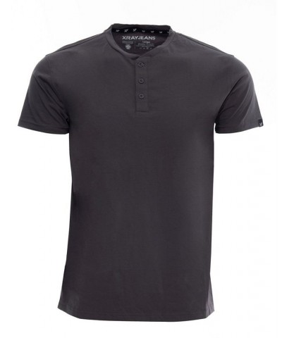 Men's Basic Henley Neck Short Sleeve T-shirt PD27 $17.39 T-Shirts