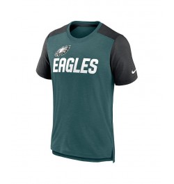 Men's Heathered Midnight Green, Heathered Black Philadelphia Eagles Color Block Team Name T-shirt $32.50 T-Shirts