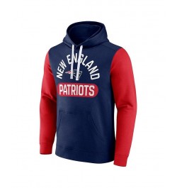 Men's Branded Navy New England Patriots Extra Point Pullover Hoodie $37.94 Sweatshirt