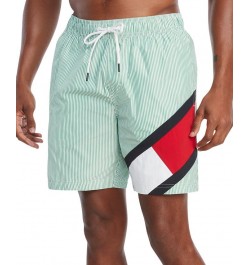 Men's Ithaca Striped Drawstring 7" Swim Trunks Green $21.25 Swimsuits