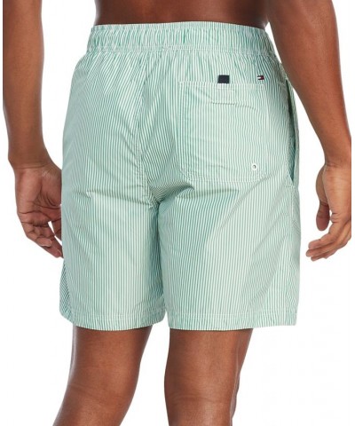 Men's Ithaca Striped Drawstring 7" Swim Trunks Green $21.25 Swimsuits