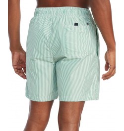 Men's Ithaca Striped Drawstring 7" Swim Trunks Green $21.25 Swimsuits