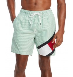 Men's Ithaca Striped Drawstring 7" Swim Trunks Green $21.25 Swimsuits