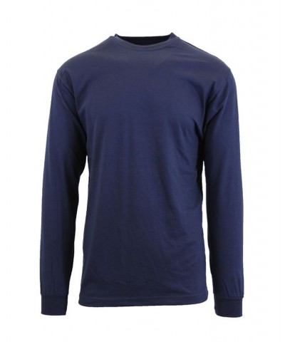 Men's Egyptian Cotton-Blend Long Sleeve Crew Neck Tee Blue $15.39 T-Shirts