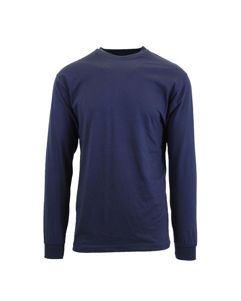 Men's Egyptian Cotton-Blend Long Sleeve Crew Neck Tee Blue $15.39 T-Shirts