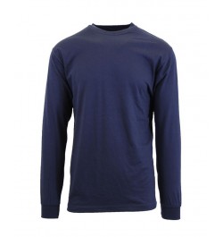 Men's Egyptian Cotton-Blend Long Sleeve Crew Neck Tee Blue $15.39 T-Shirts